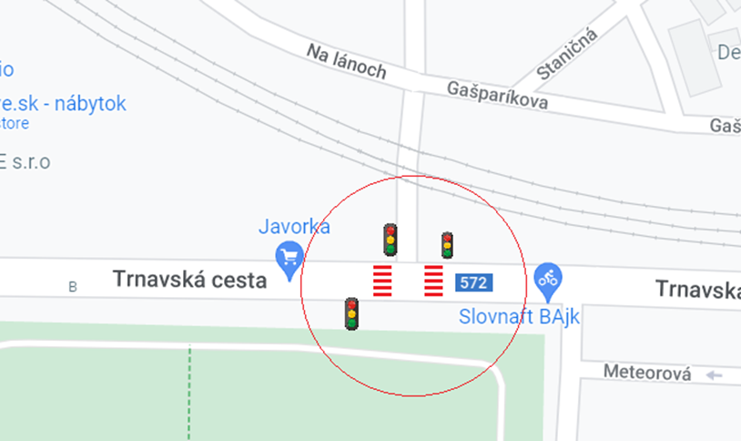 priechod pre chodcov pri podchode Krasinskeho