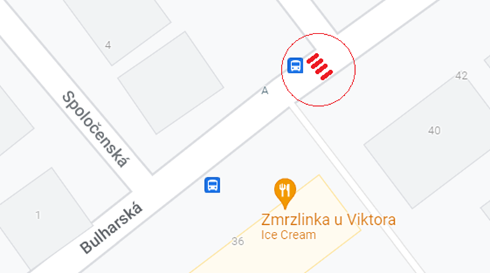 priechod pre chodcov na Bulharskej ulici